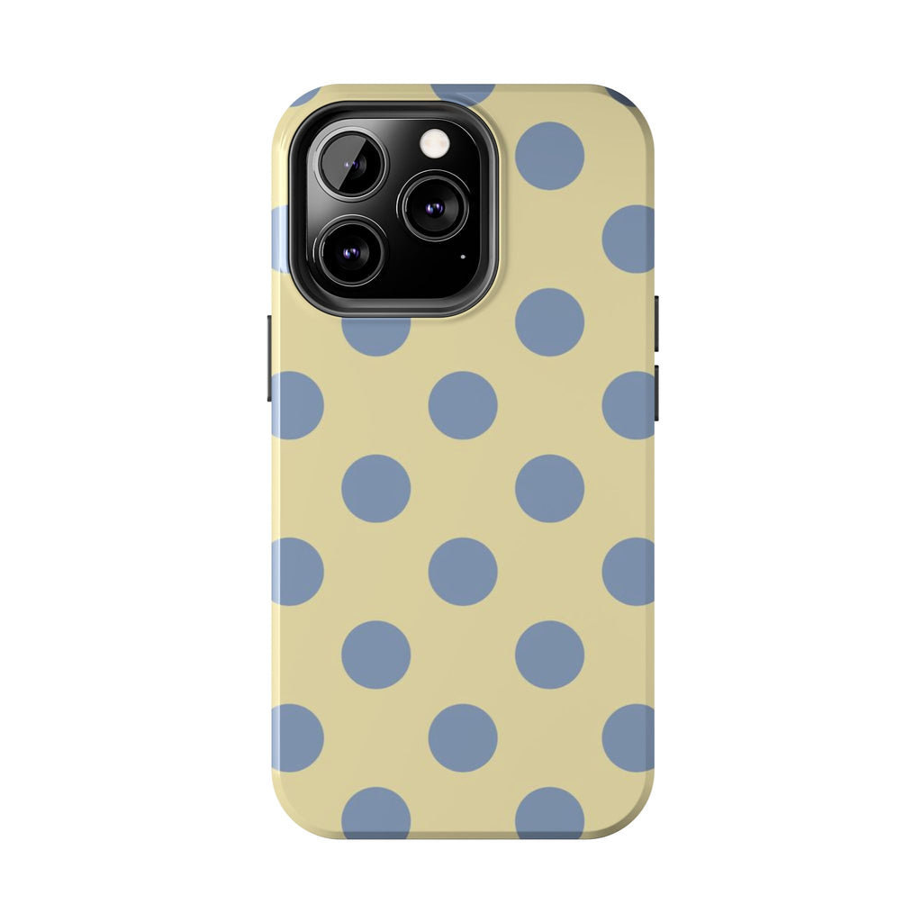 Visionary Yellow & Blue Polka Dot Iphone Case - Protective Tough Case