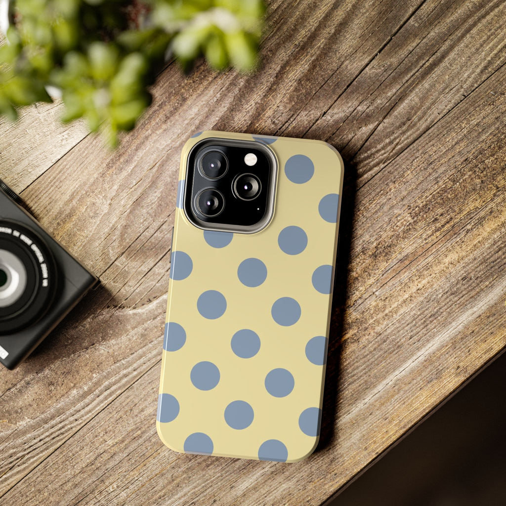 Visionary Yellow & Blue Polka Dot Iphone Case - Protective Tough Case