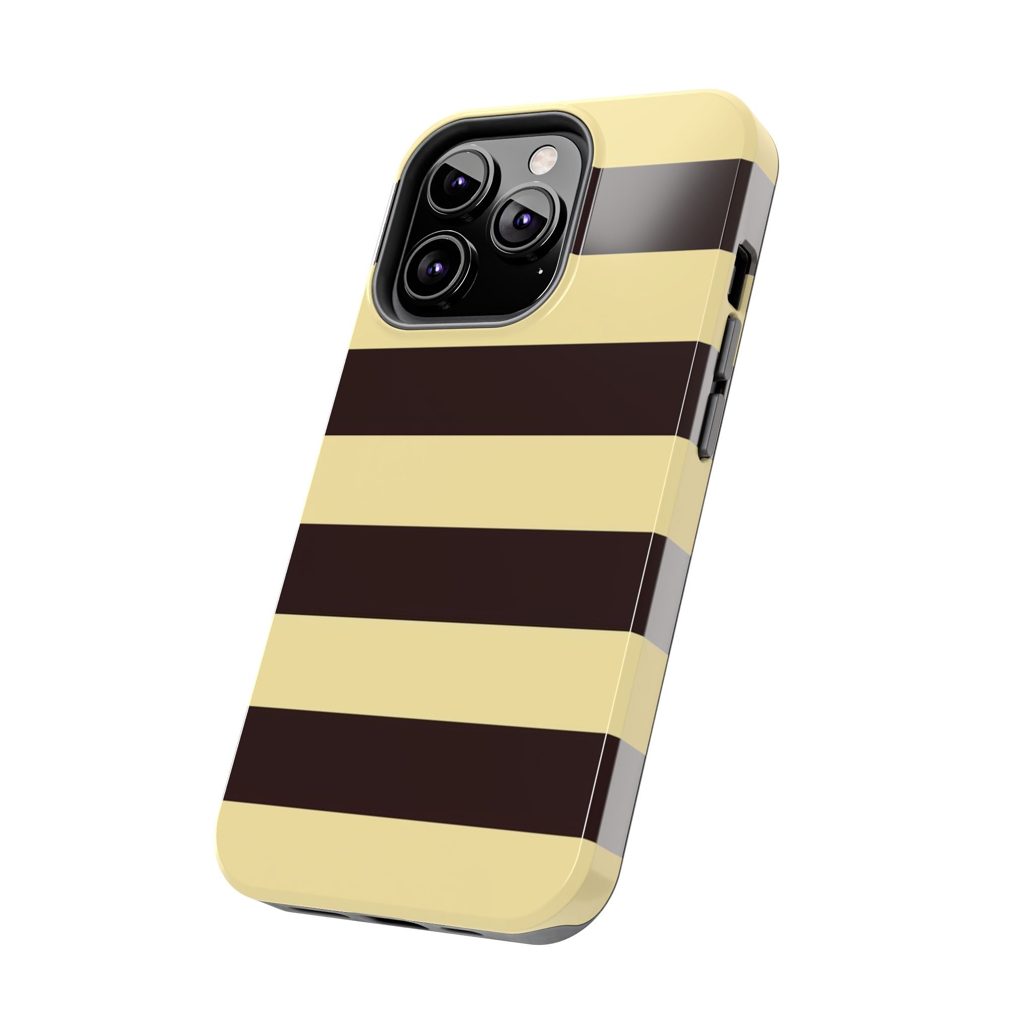 Visionary Yellow and Brown Stripe Iphone Case - Protective Tough Case