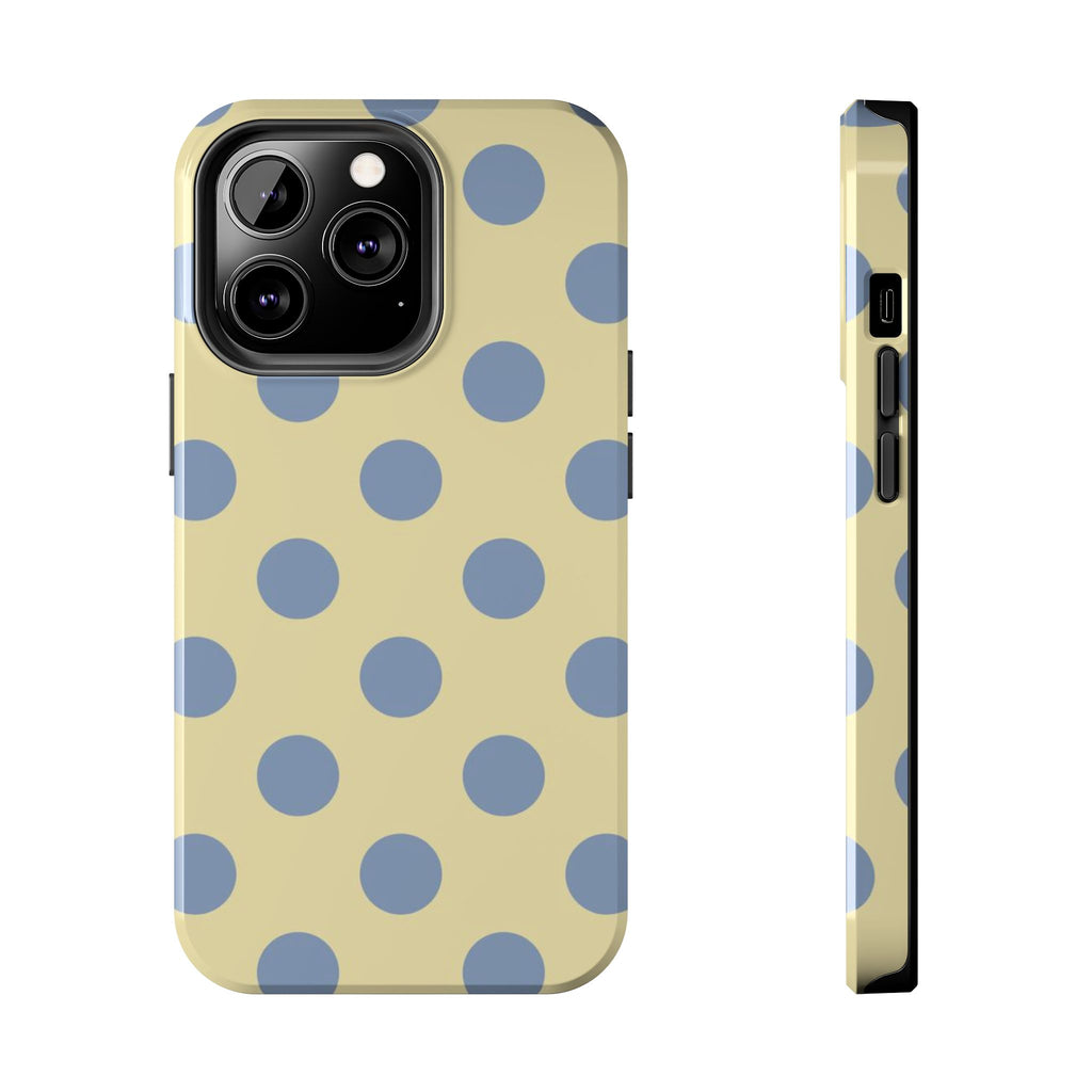Visionary Yellow & Blue Polka Dot Iphone Case - Protective Tough Case