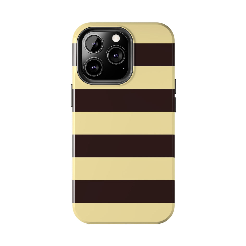 Visionary Yellow and Brown Stripe Iphone Case - Protective Tough Case