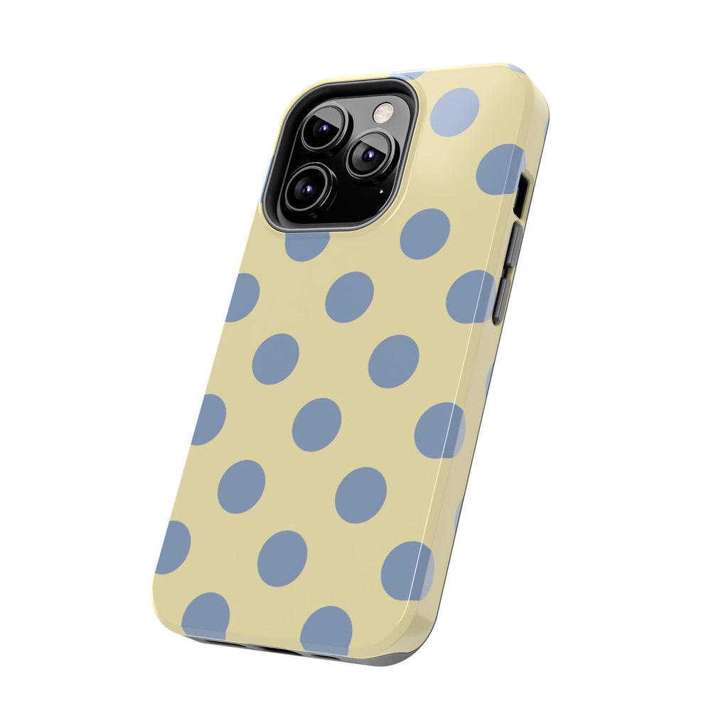 Visionary Yellow & Blue Polka Dot Iphone Case - Protective Tough Case