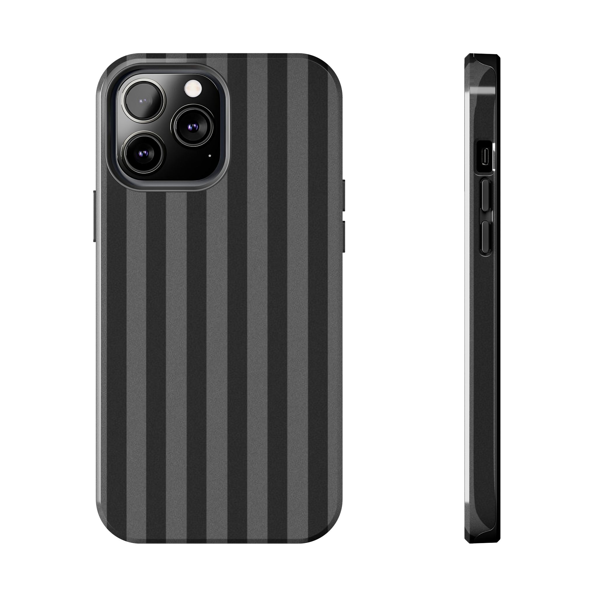 Visionary Black and Grey Striped Iphone Case - Protective Tough Case