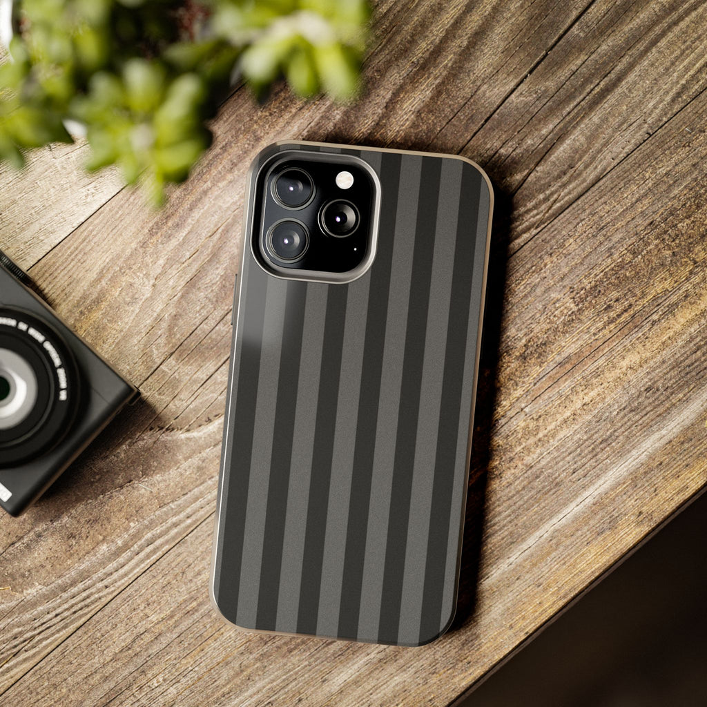 Visionary Black and Grey Striped Iphone Case - Protective Tough Case