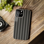 Visionary Black and Grey Striped Iphone Case - Protective Tough Case
