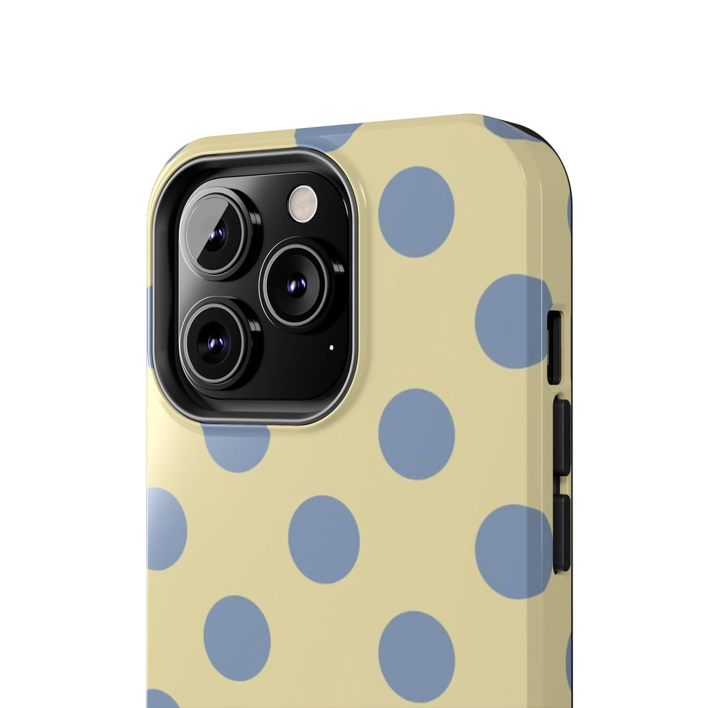 Visionary Yellow & Blue Polka Dot Iphone Case - Protective Tough Case