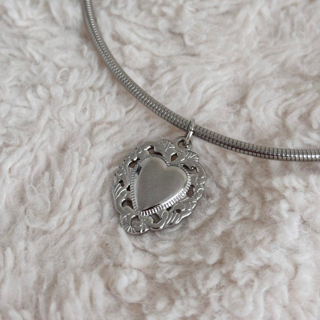 Silver Heart Tube Necklace