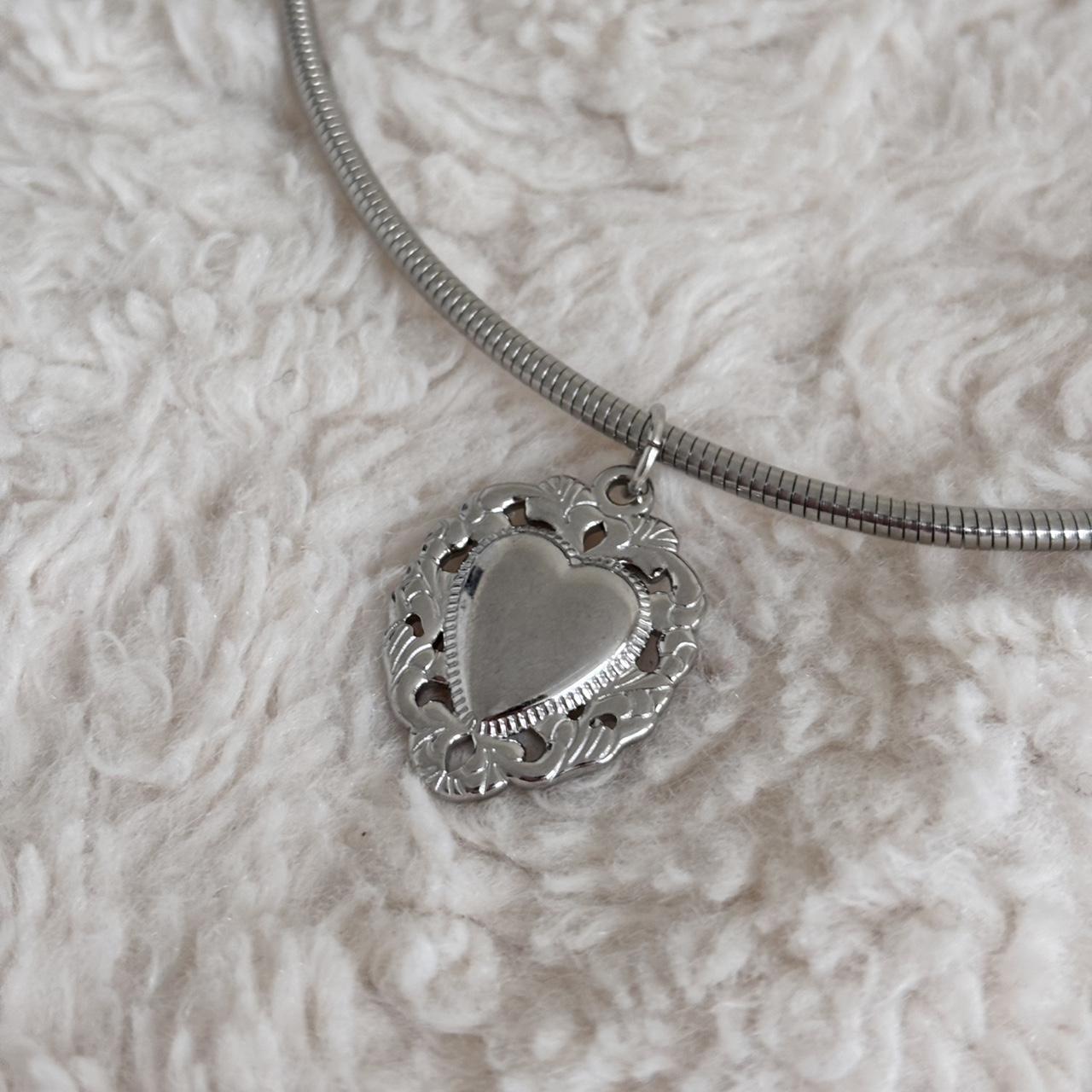 Silver Heart Tube Necklace
