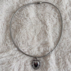 Silver Heart Tube Necklace