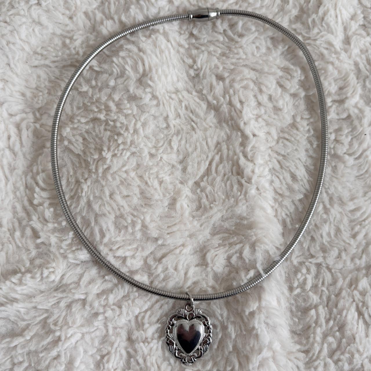 Silver Heart Tube Necklace