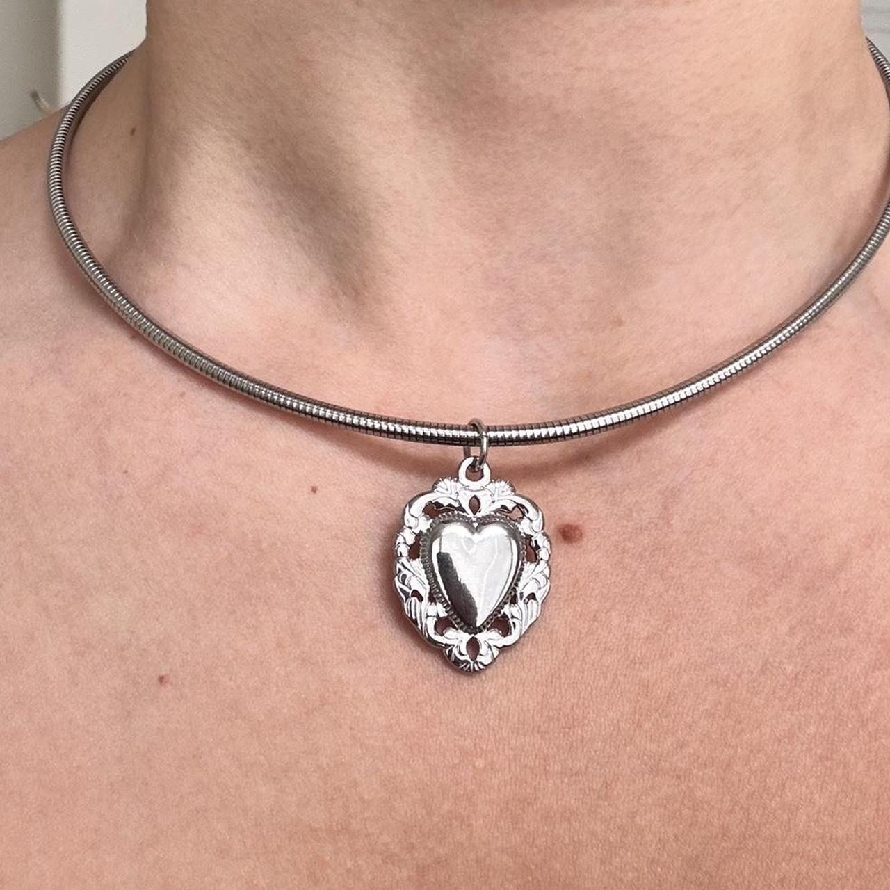 Silver Heart Tube Necklace